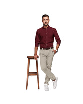 BURN MAROON SOLID PLAIN COTTON SHIRT